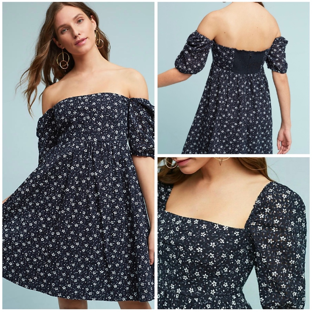 NWT MAEVE Sz 8 Lillianne FLORAL Dress Navy Eyelet